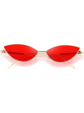 Women's Cat Eye Cute Sunglasses Triangle Vintage Trendy Cool Sun Glasses Red